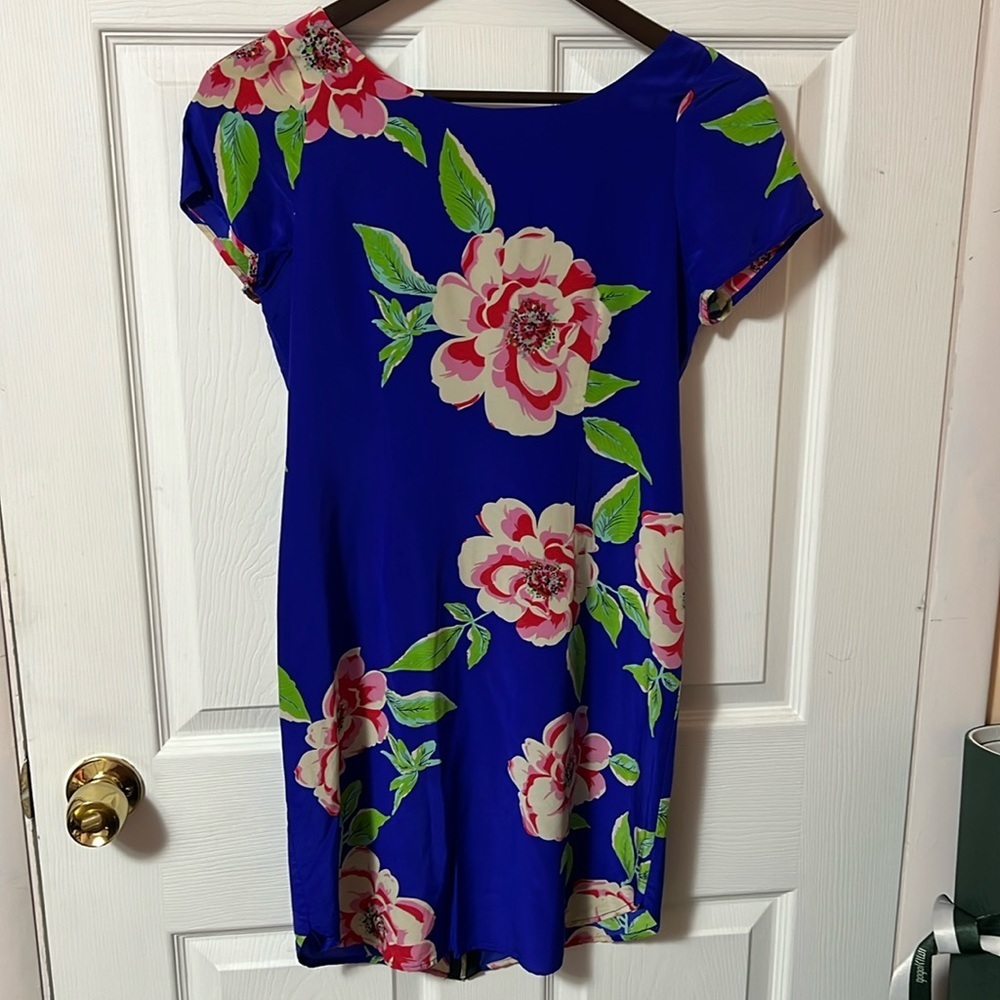 Yumi Kim blue/pink floral short sleeve shift mini dress - size XS​​